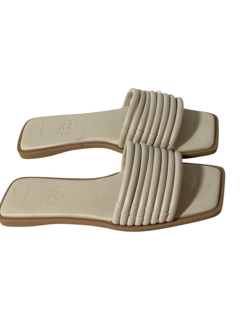 Dolce Vita Clear Womens 8 Slip On Slide Sandals Cream Square Toe FLat Comfort NY